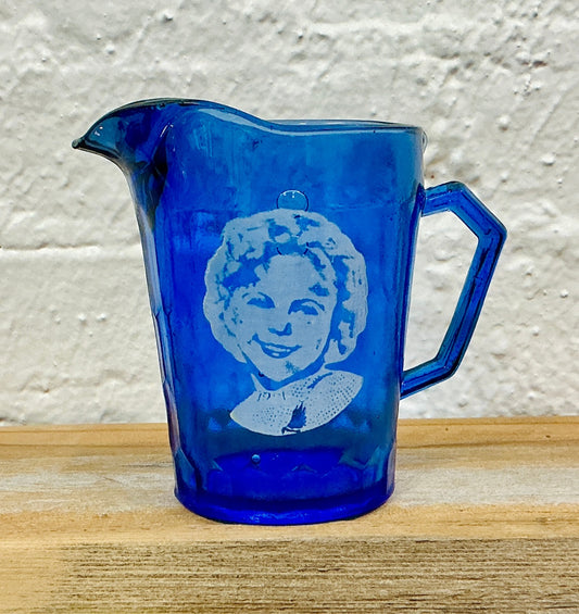 Vintage Shirley Temple Cobalt Blue Glass Pitcher/Creamer