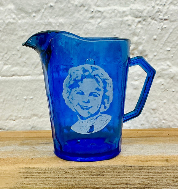 Vintage Shirley Temple Cobalt Blue Glass Pitcher/Creamer