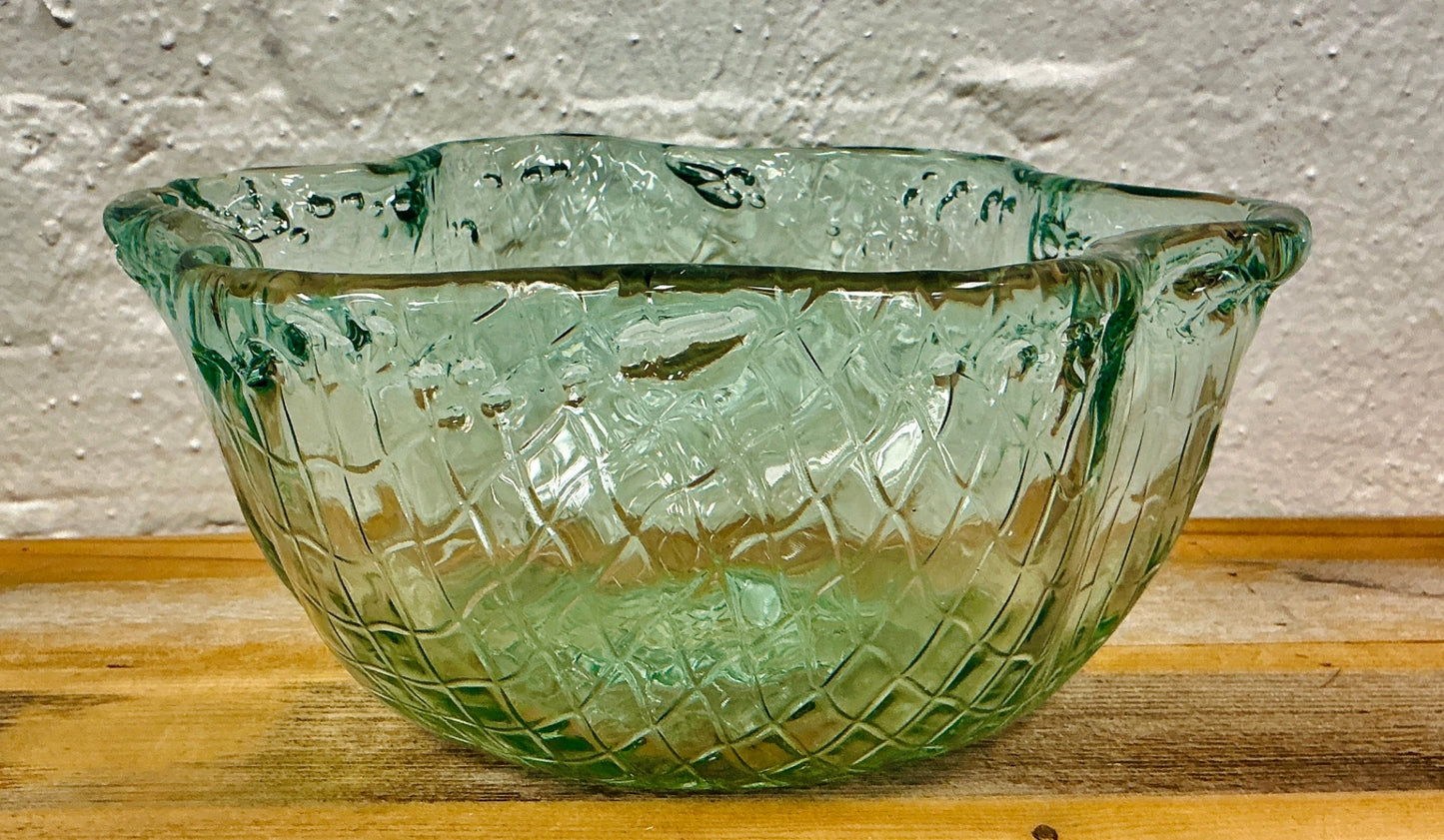 Vintage Recycled Glass Textured Art Bowl