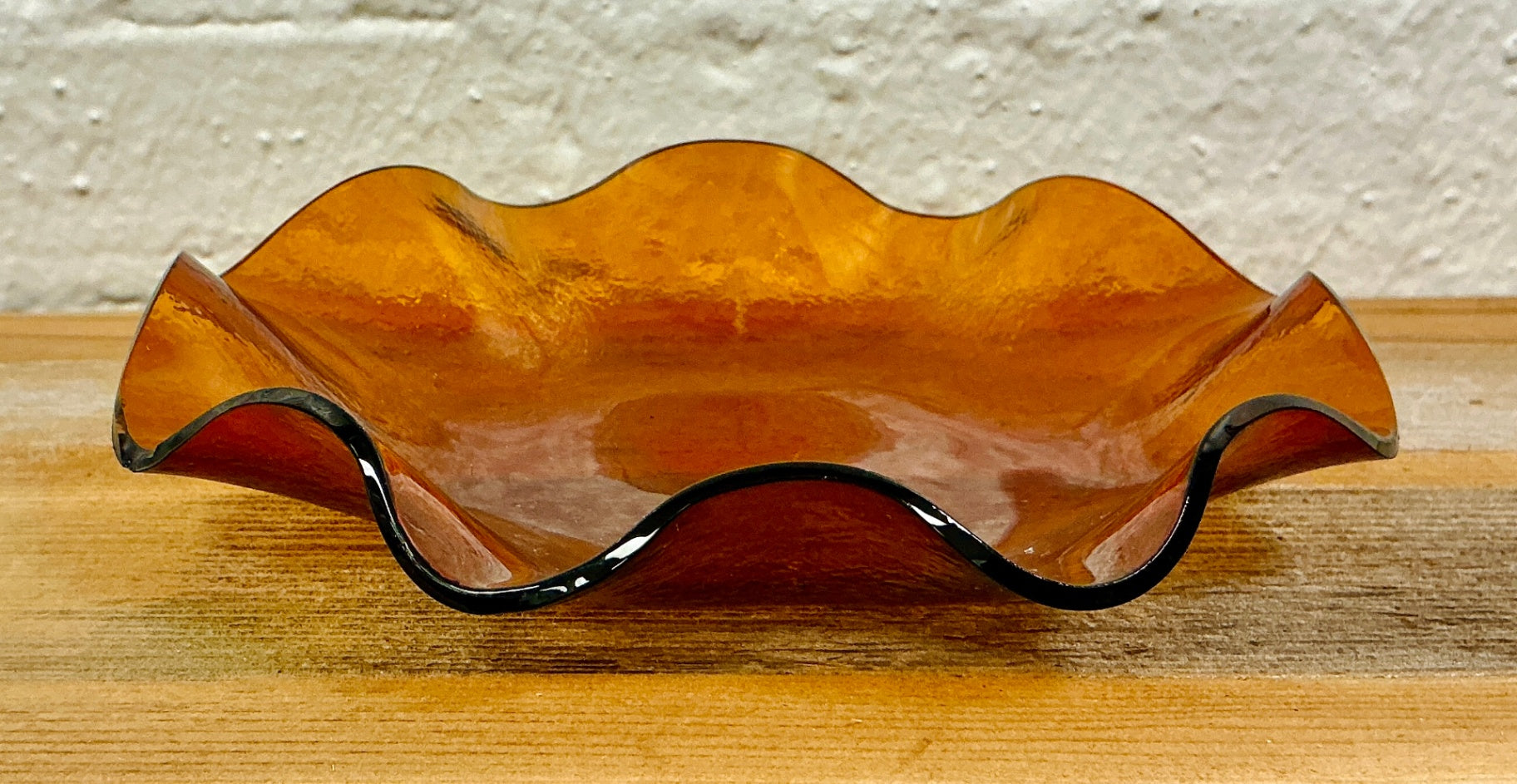 Vintage Free Form Amber Glass Bowl