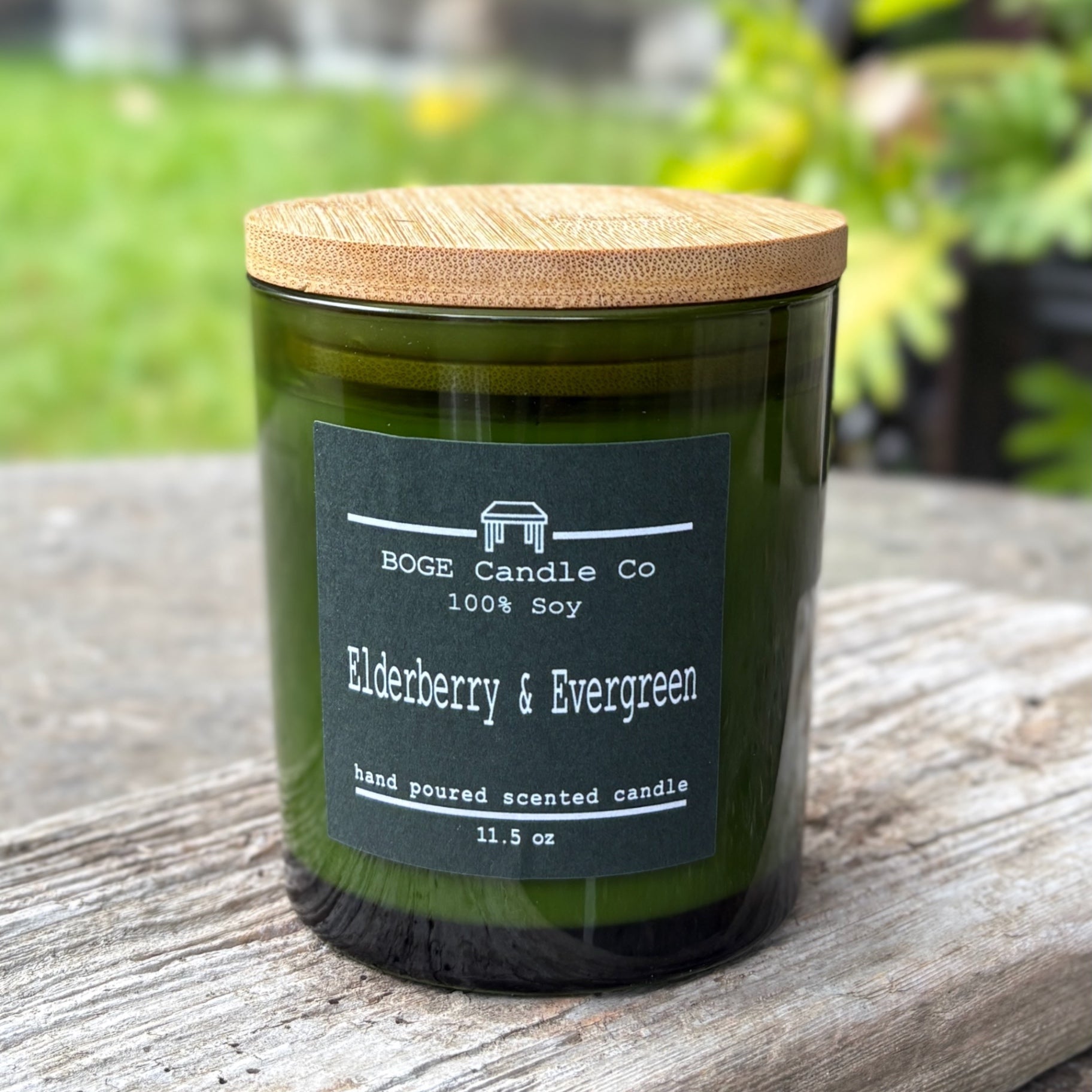 Elderberry Evergreen Soy Candle 11.5 oz Green