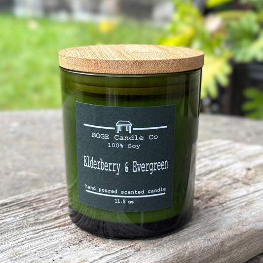 Elderberry Evergreen Soy Candle 11.5 oz Green