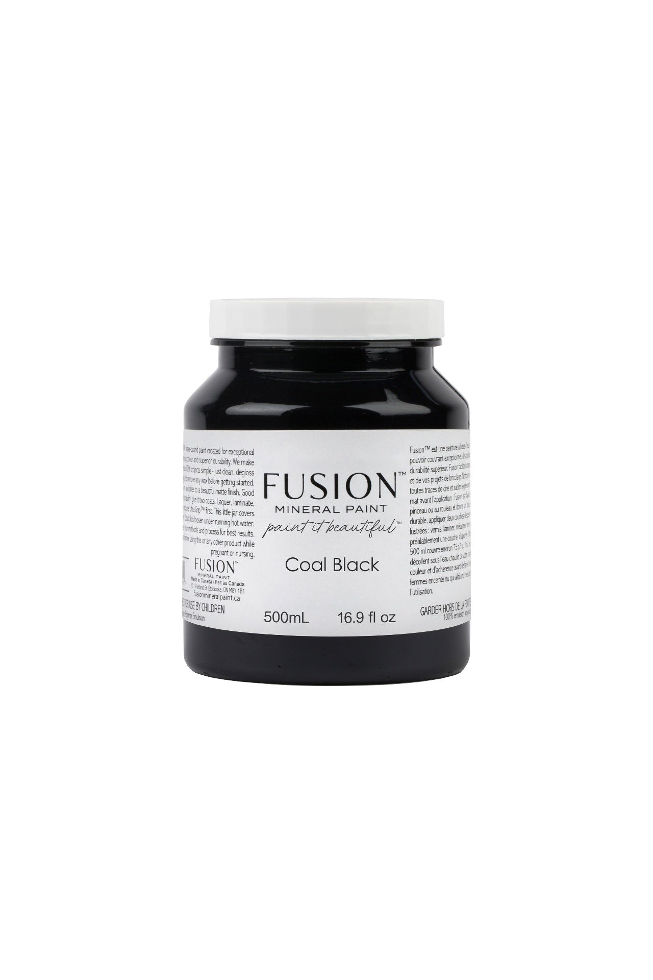 Fusion Mineral Paint 500ml or 16.9 oz. Coal Black