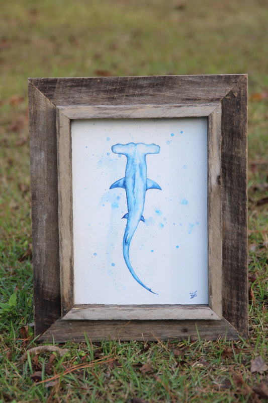 Watercolor Painting/ Decorative Wooden Frame 9" X 12" inside Natural wood tones