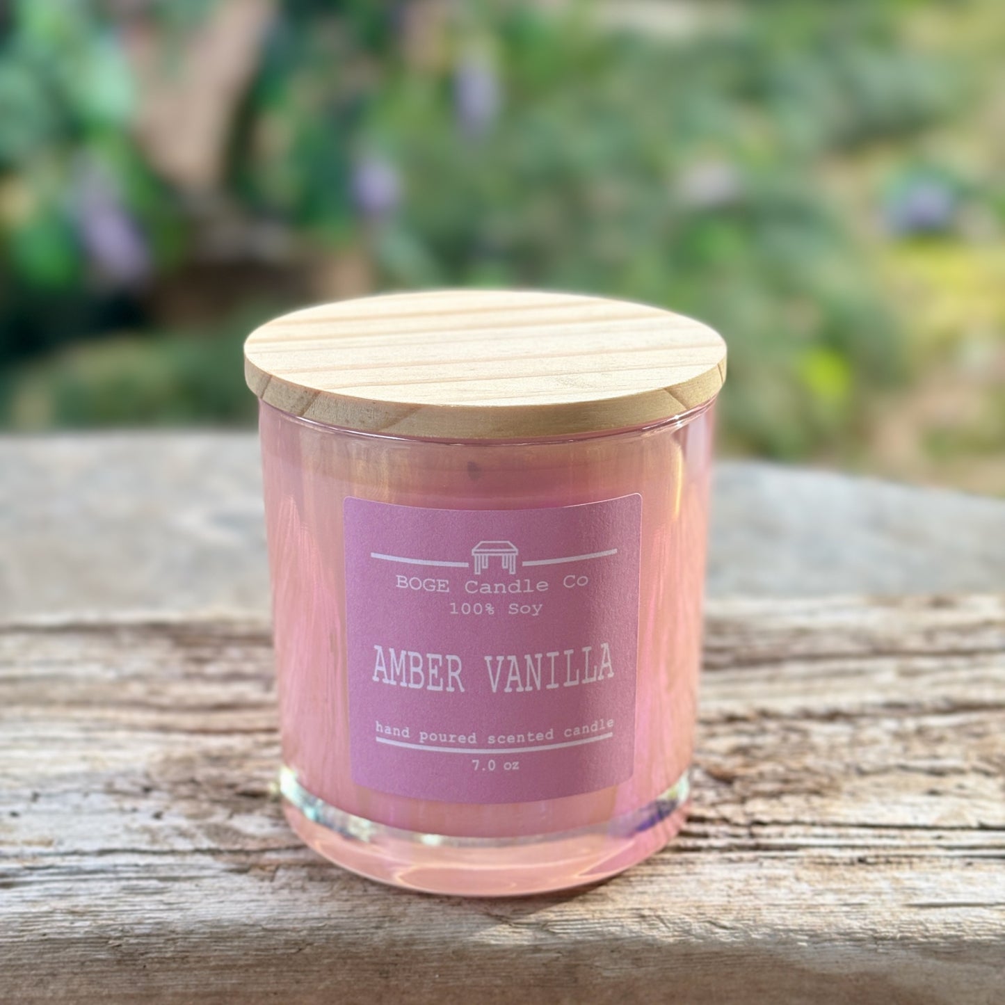 Amber Vanilla Soy Candle 7.0 oz Pink