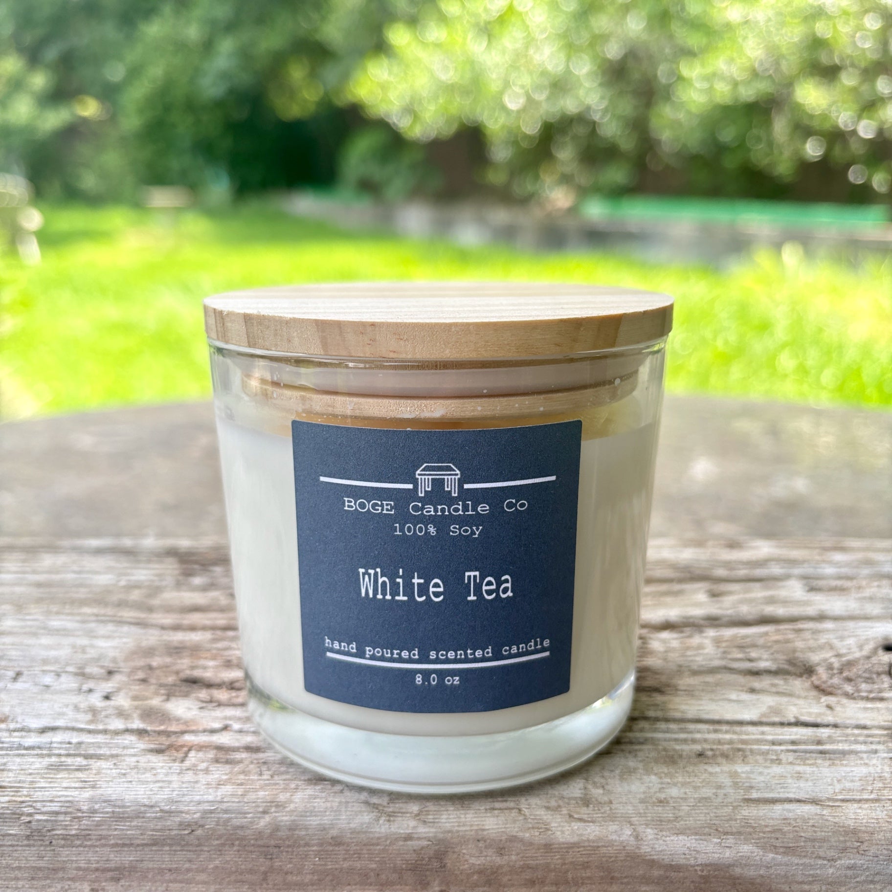 White Tea Soy Candle 8.0 oz Wide White