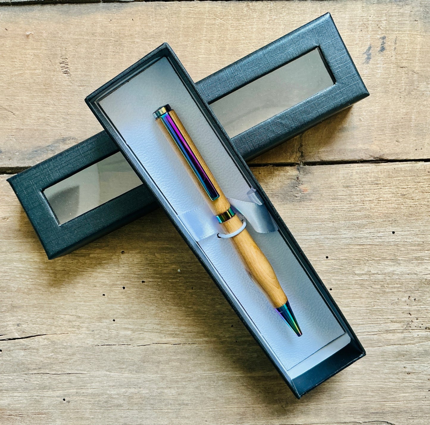 Slimline Twist Pen Natural Wood Tone and Iridescent