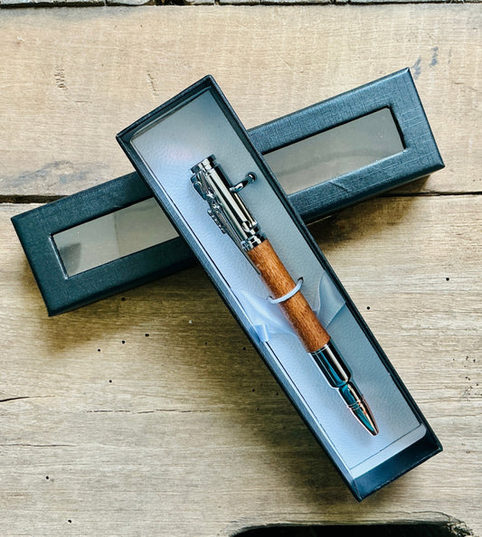 .30 Cal Bolt Action Pen Natural Wood and Chrome