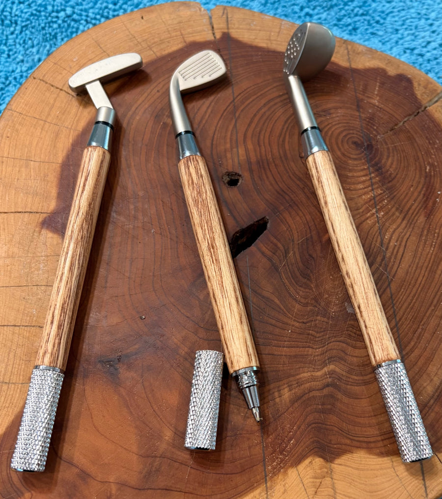 Golf Club Pen Set Red Oak and Chrome