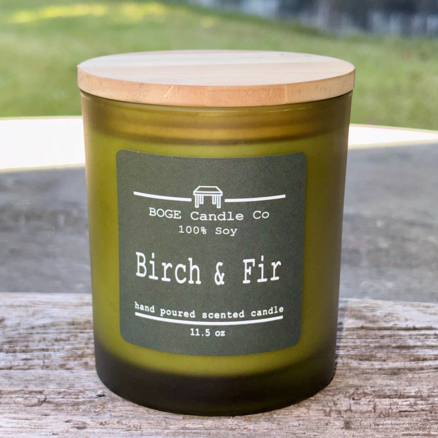 Birch & Fir Soy Candle 11.5 oz Green