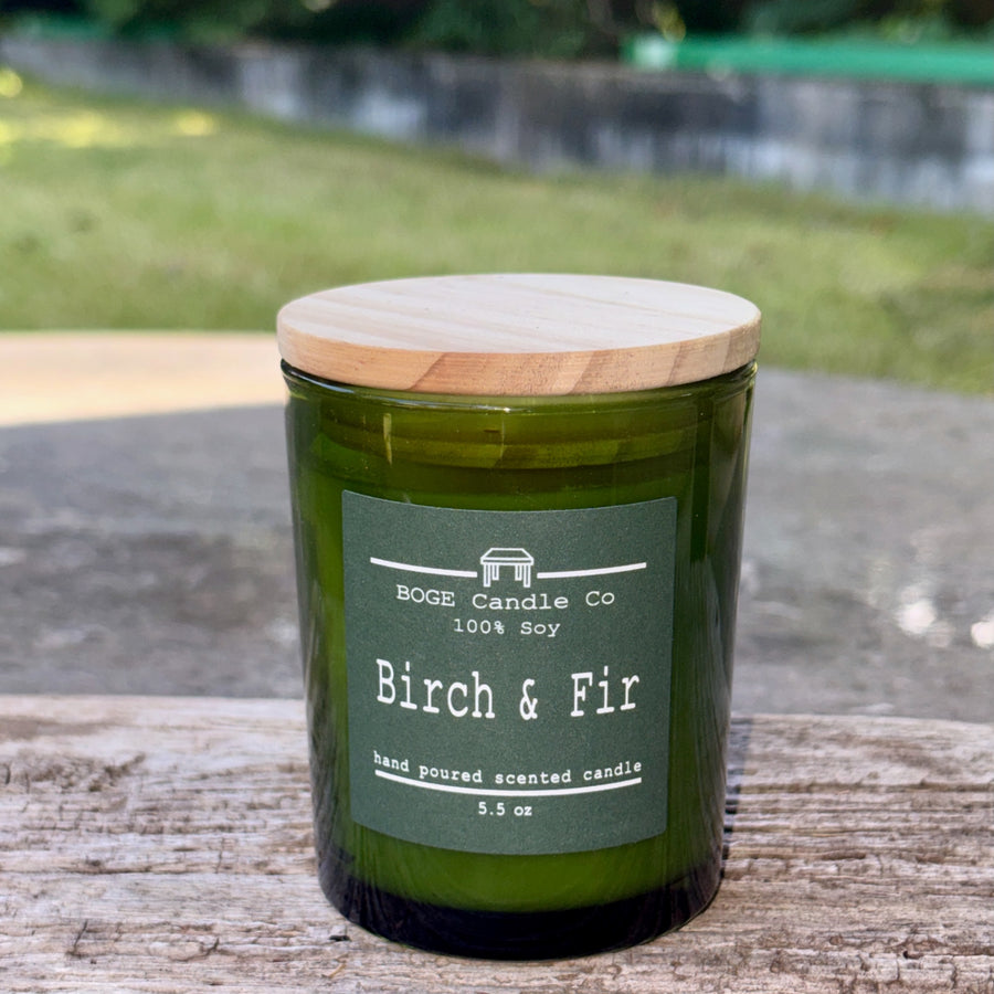 Birch & Fir Soy Candle 5.5 oz Green