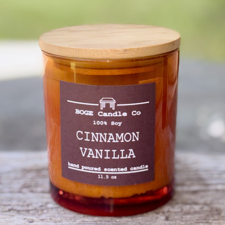 Cinnamon Vanilla Soy Candle 11.5 oz Amber brown