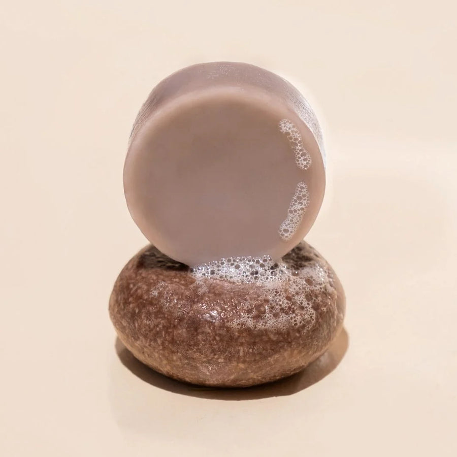 Chai Spice shampoo and conditioner bars by Humby Organics, a protein hair care set for thin, fine hair