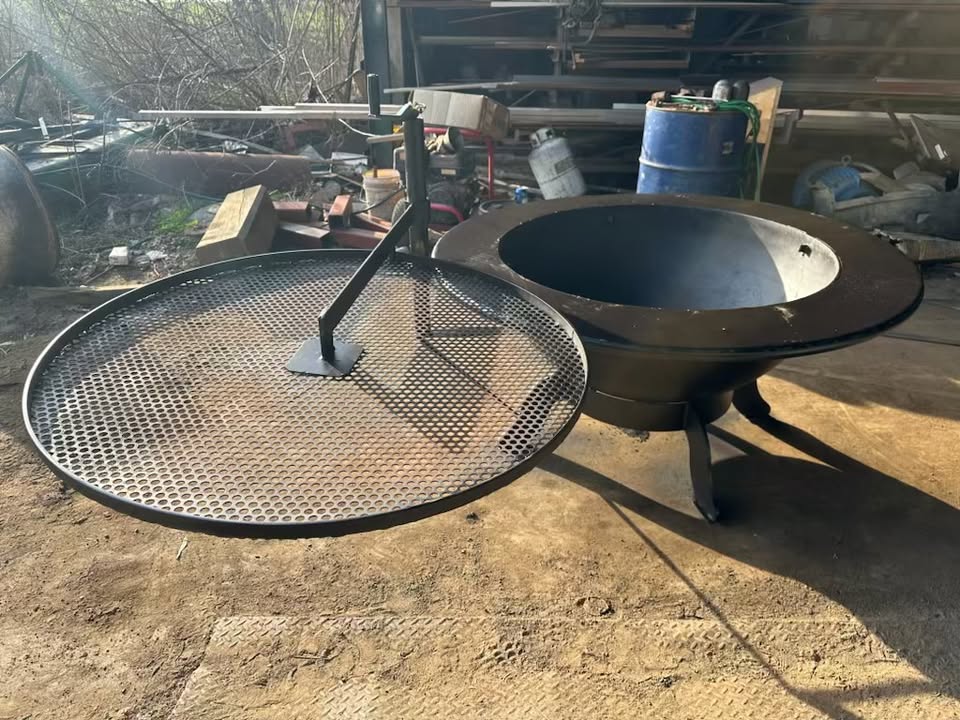 Exceptional Hand-Welded Extra Large Firepit with grill grate