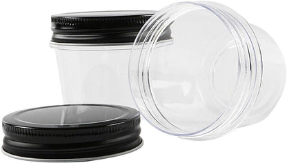 4 oz Clear Plastic Jars with Screw-On Lids - BPA-Free Refillable Storage Containers