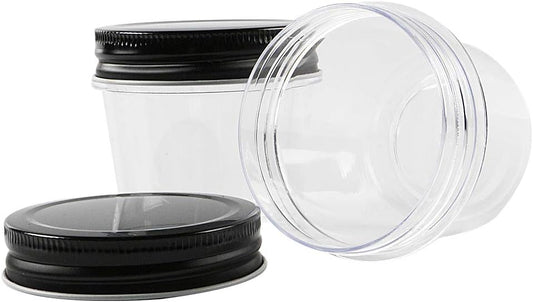 4 oz Clear Plastic Jars with Screw-On Lids - BPA-Free Refillable Storage Containers
