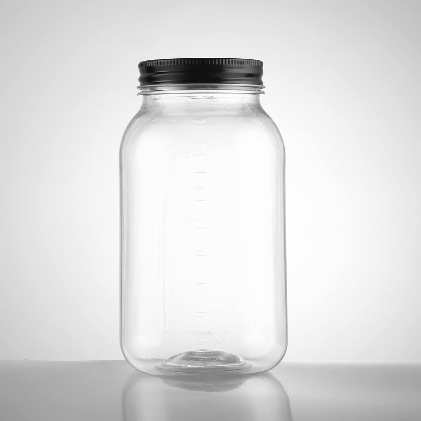 32 oz Clear Plastic Jars Black Lid - Refillable Storage Containers