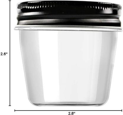 4 oz Clear Plastic Jars with Screw-On Lids - BPA-Free Refillable Storage Containers