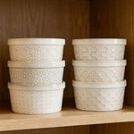 Solid Dish Soap in Embossed Arctic White Ramekin, 8 oz - choice of pattern