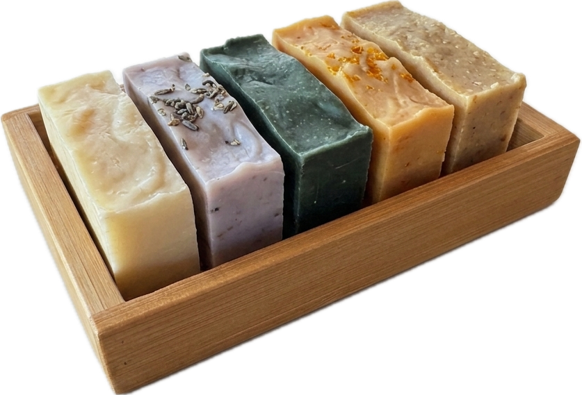Bamboo gift tray with soap bars