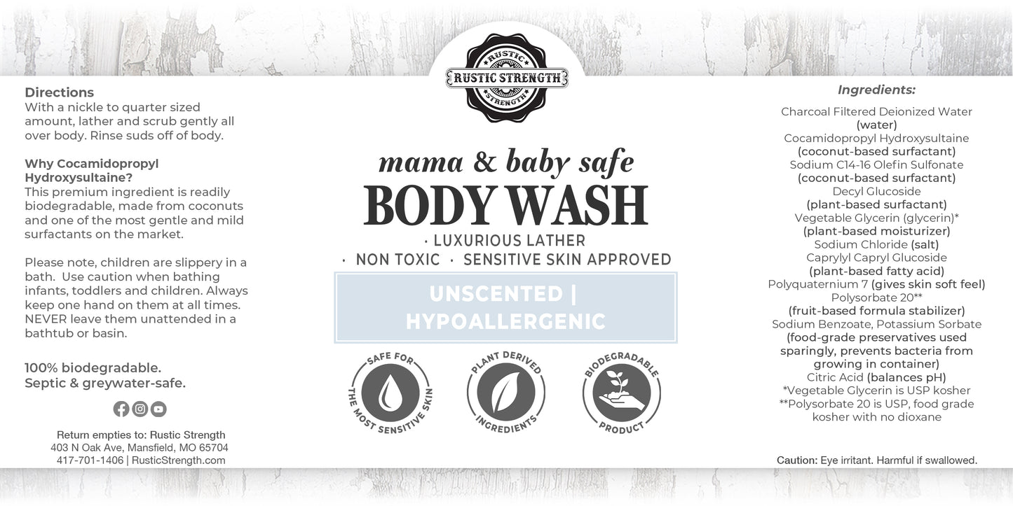 Liquid Body Wash, 4 oz - Mama + Baby Safe