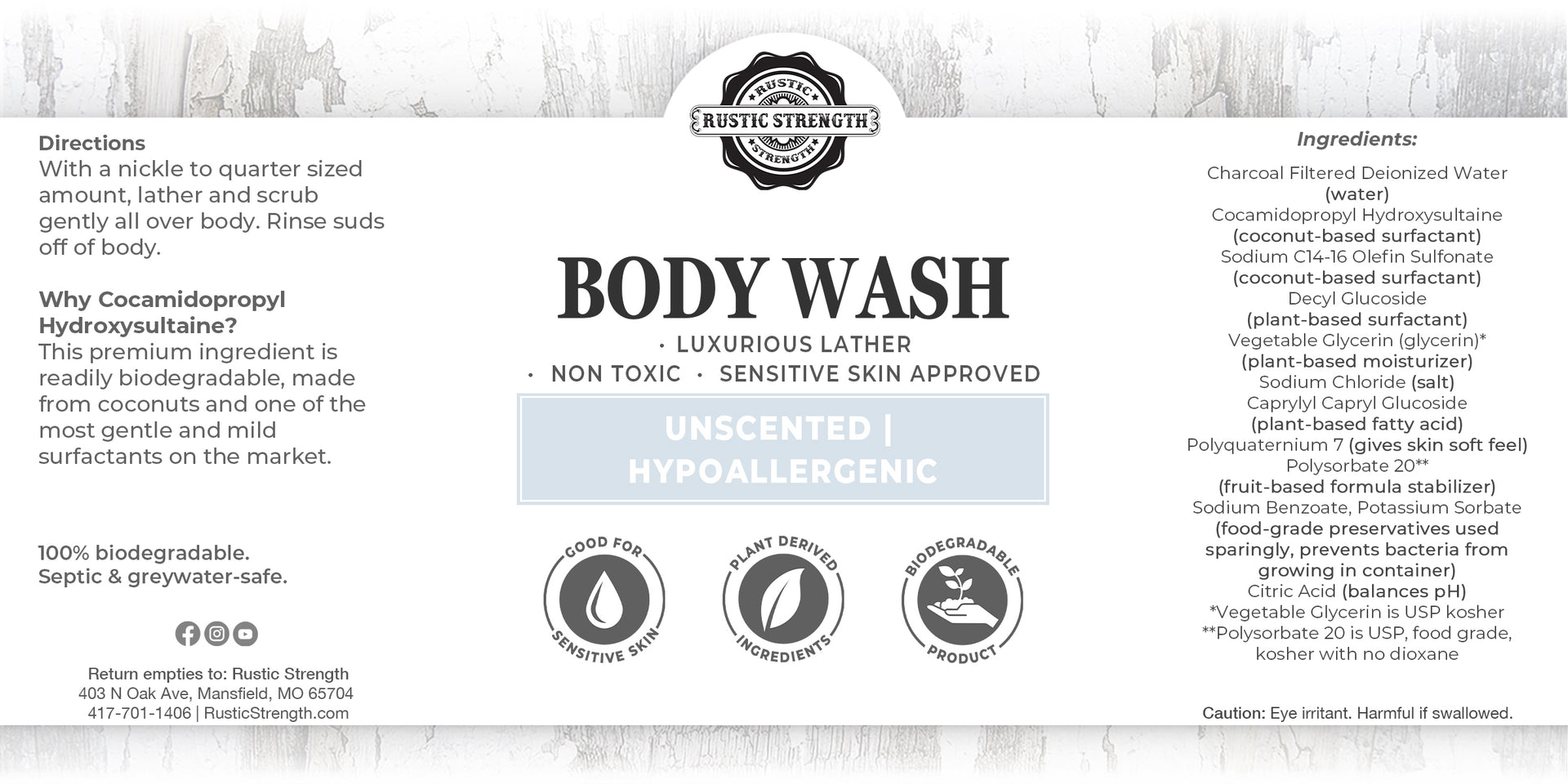 Liquid Body Wash, 4 oz - Unscented
