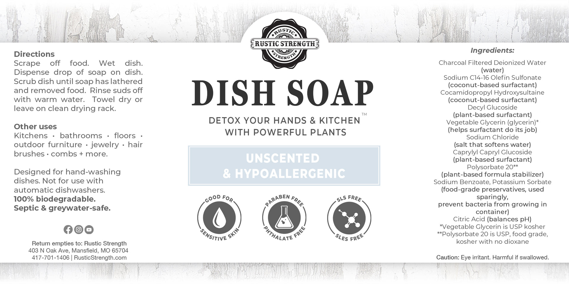 Liquid Dish Soap, 4 oz - Unscented