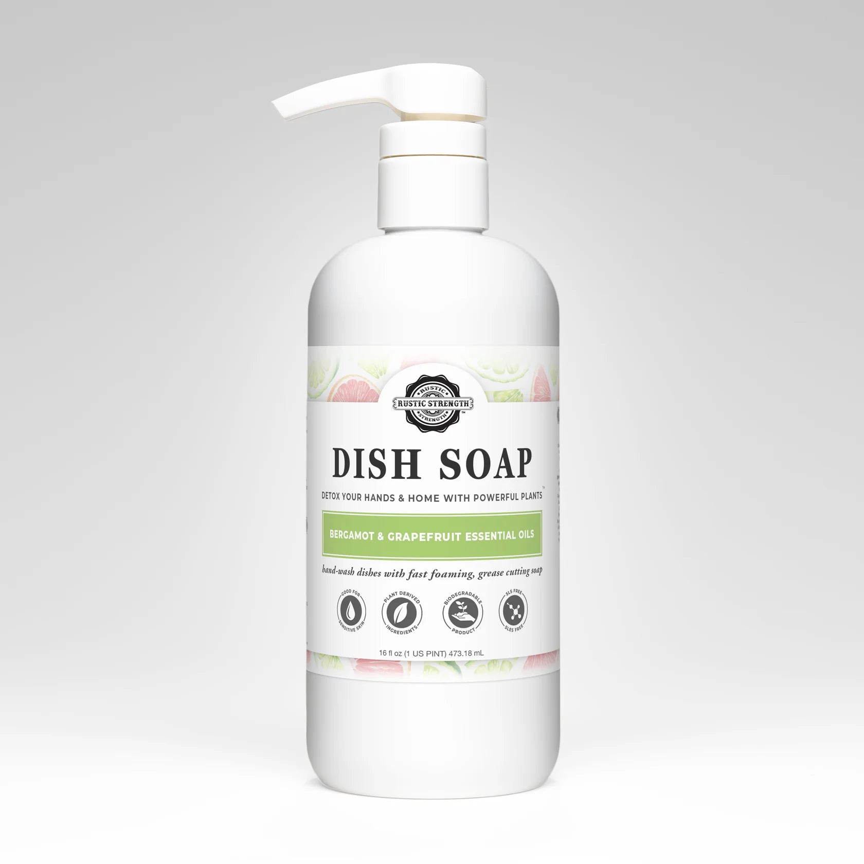 Liquid Dish Soap, 16 oz Pump Bottle - Grapefruit Bergamot