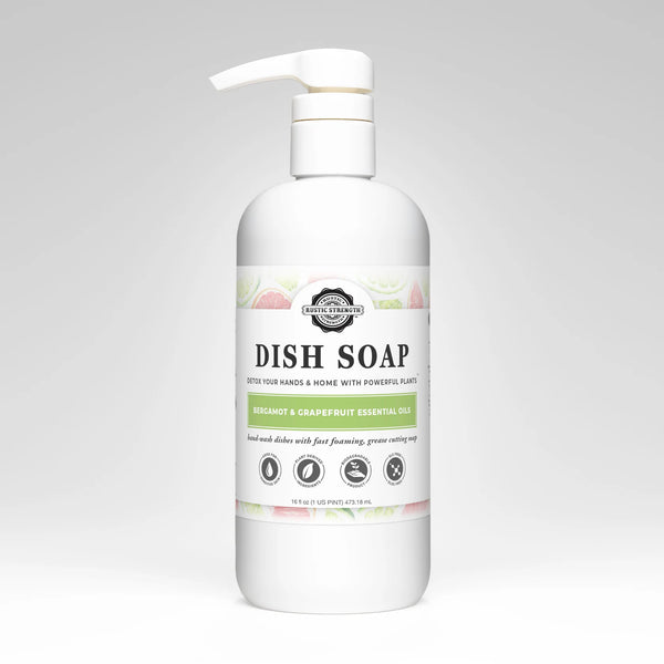 Grapefruit Bergamot Liquid Dish Soap by Monticello Soap Company, bright citrus 16 oz pump bottle