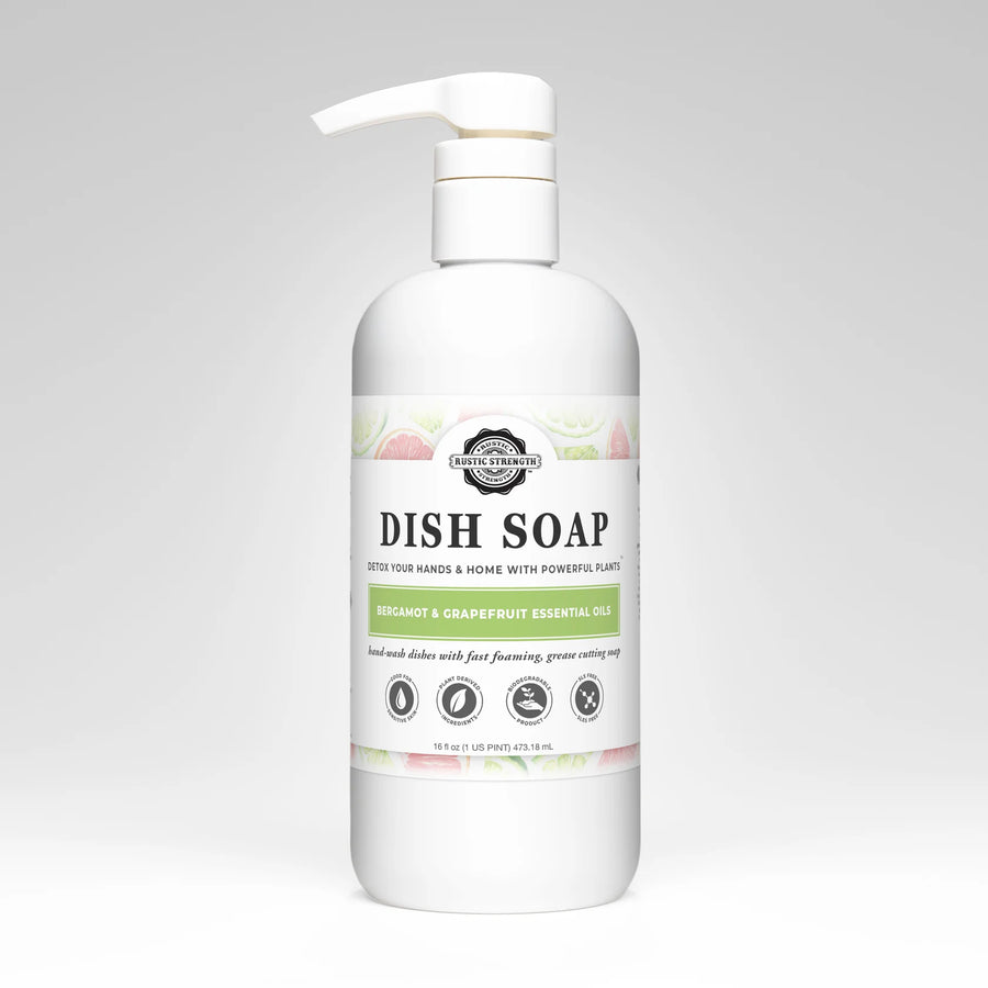 Grapefruit Bergamot Liquid Dish Soap by Monticello Soap Company, bright citrus 16 oz pump bottle