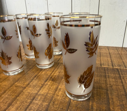 Vintage Libbey Golden Foliage Highball Glasses, set of 6