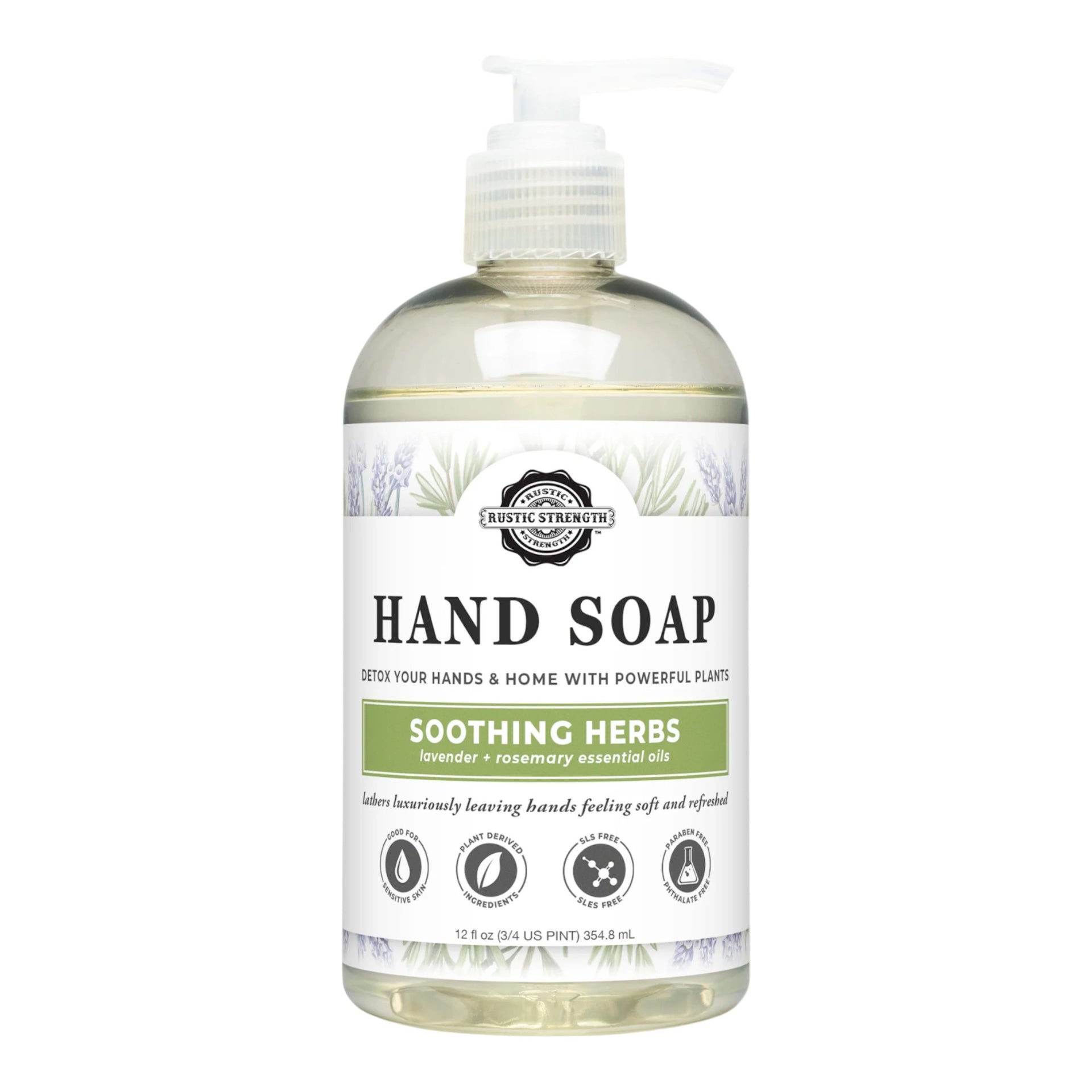 Liquid Hand Soap, 12 oz Pump Bottle - Soothing Herb