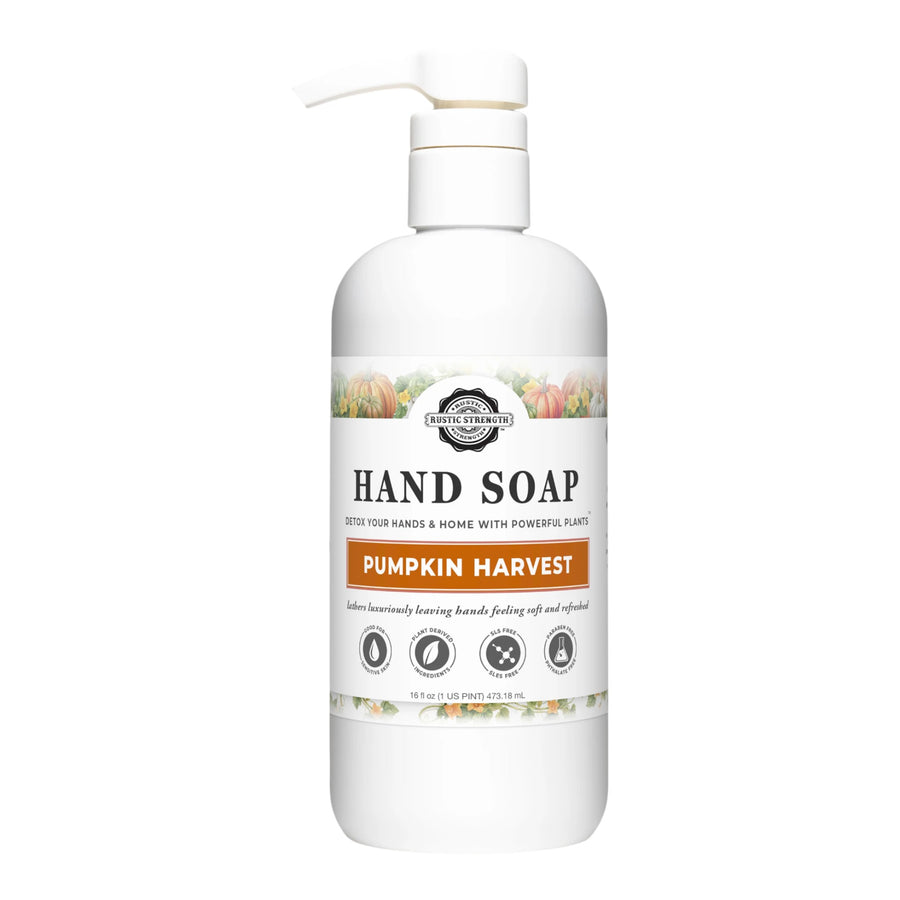 Pumpkin Harvest Liquid Hand Soap by Monticello Soap Company, spiced pumpkin fall 16 oz pump bottle