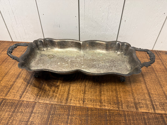 Vintage Silver-Plated Footed Serving Tray