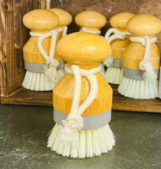 Bamboo Palm Scrub Brush with Synthetic Bristles and Replaceable Head