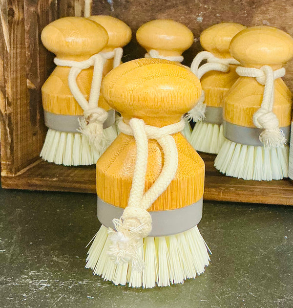 Bamboo Palm Scrub Brush with Synthetic Bristles and Replaceable Head