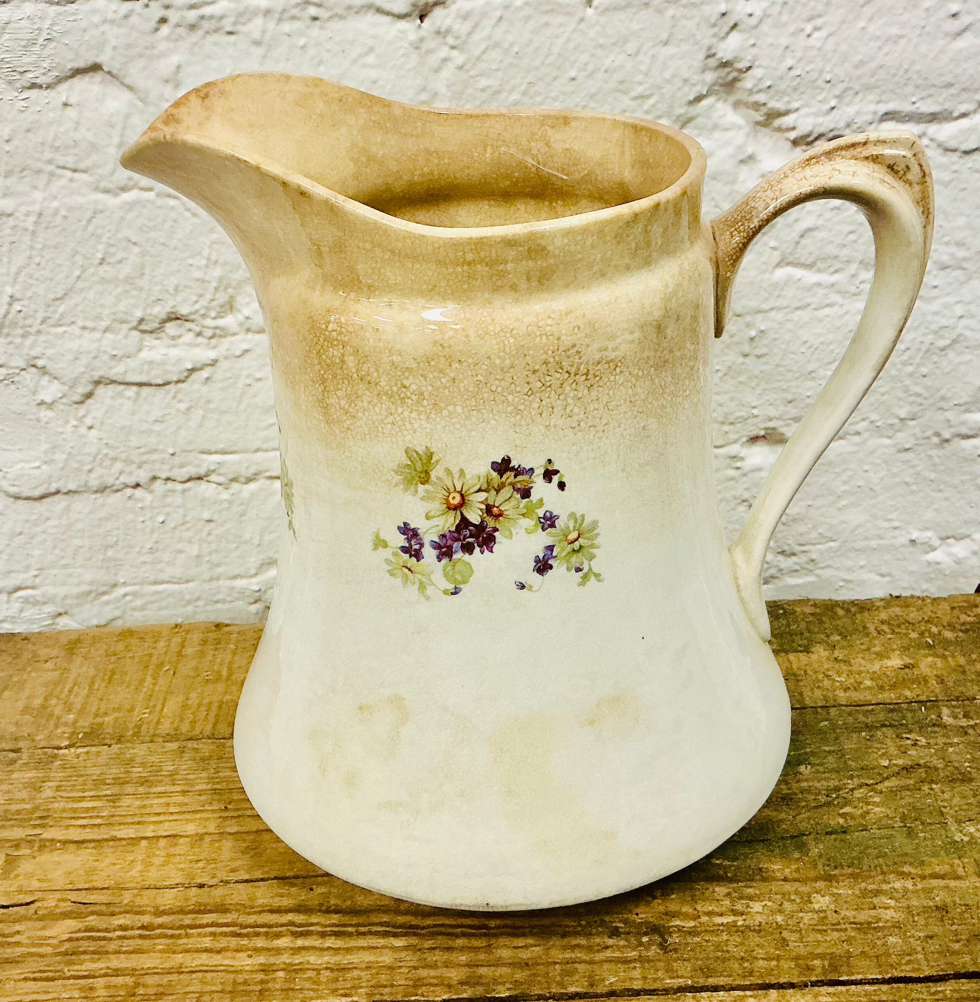 Antique Porcelain Pitcher with Daisies