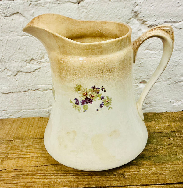 Antique Porcelain Pitcher with Daisies