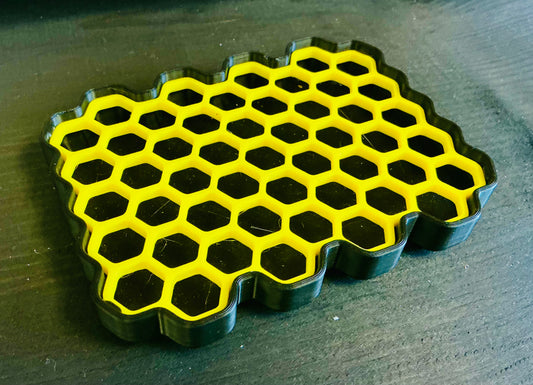 Black & Yellow 3D Printed Honey Comb Soap Dish
