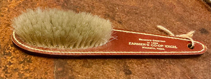 Vintage Leather Handled Clothing Brush with Embossed Running Buck