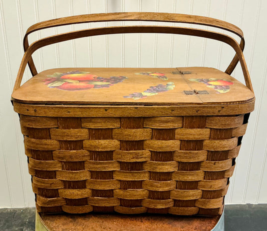 Vintage Decoupaged Picnic Basket