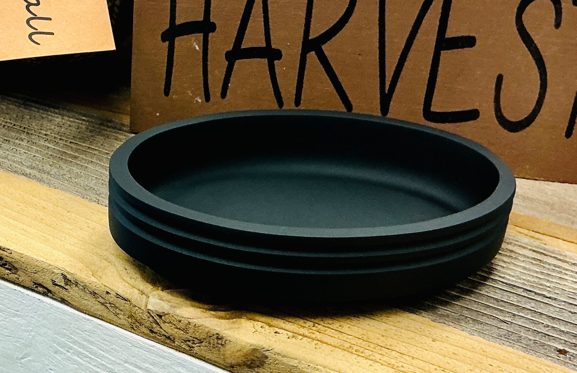 Black Poly-Resin Oval Soap Dish