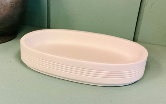 White Grooved Oval Soap Dish