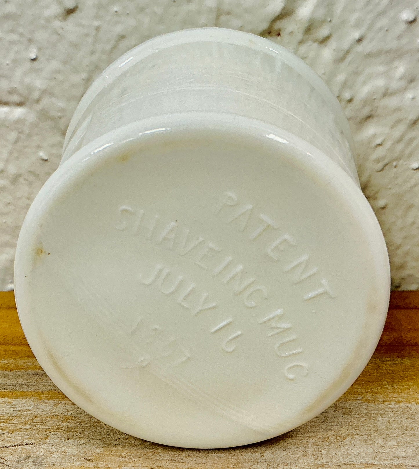 Antique Milk Glass Shaving Mug - Patent July 16, 1867