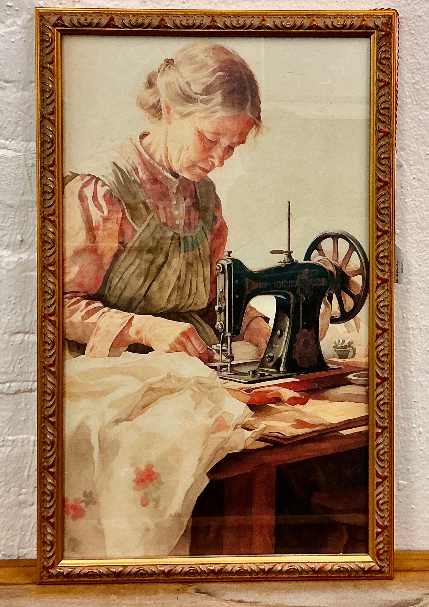 Woman Sewing Framed Wall Art