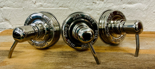 With Jars - 3 Piece Set of Mason Jar Pumps Embossed with "Dish Soap", "Hand Soap", and "Lotion"