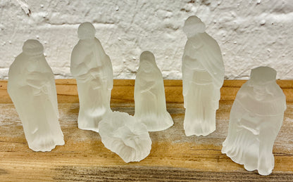 Vintage Frosted Glass Nativity Set
