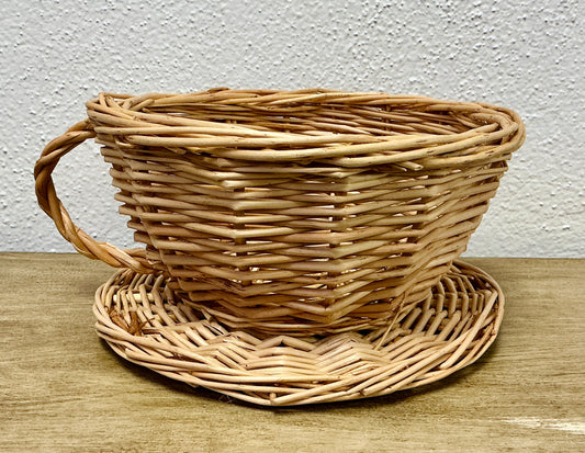 Natural Willow Coffee Cup & Saucer Basket