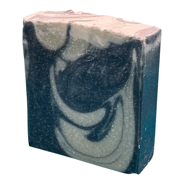 Hunter's Soap unscented handcrafted bar by Monticello Soap Company, fragrance-free charcoal bar with shea butter for outdoor use.