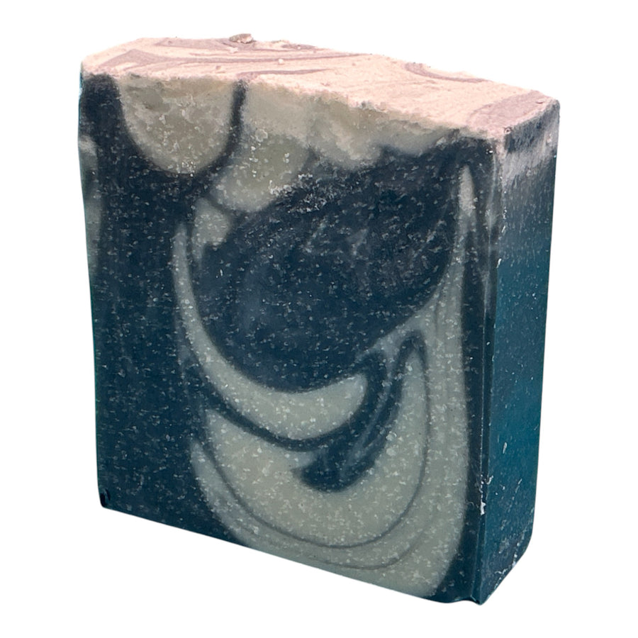 Hunter's Soap unscented handcrafted bar by Monticello Soap Company, fragrance-free charcoal bar with shea butter for outdoor use.